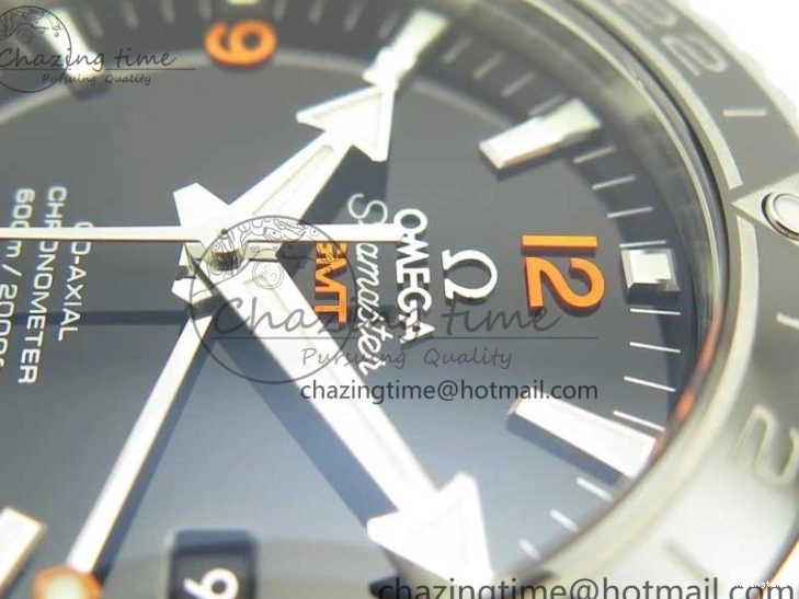0306 Planet Ocean 600M Co-Axial GMT 43.5mm VSF 1:1 Best Edition Black Dial Orange Markers on SS Bracelet A8605 Super Clone Elegant 8024